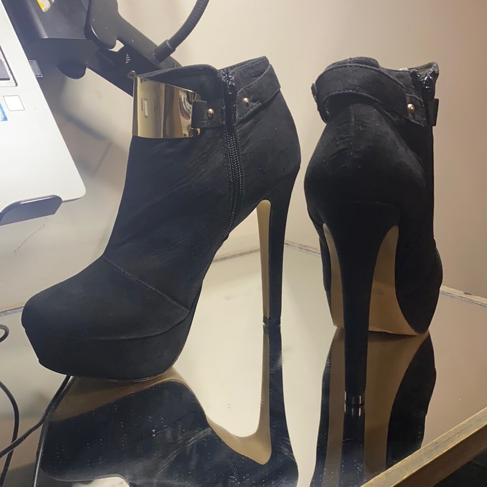 Black suede booties